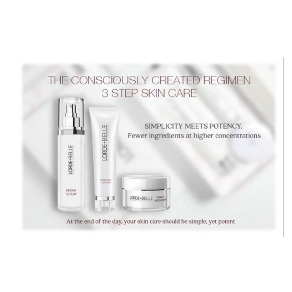 SKINCARE LORDE AND BELLE REGIMEN 3 Piece Set-Cleanser, Moisturizer,Repair Serum